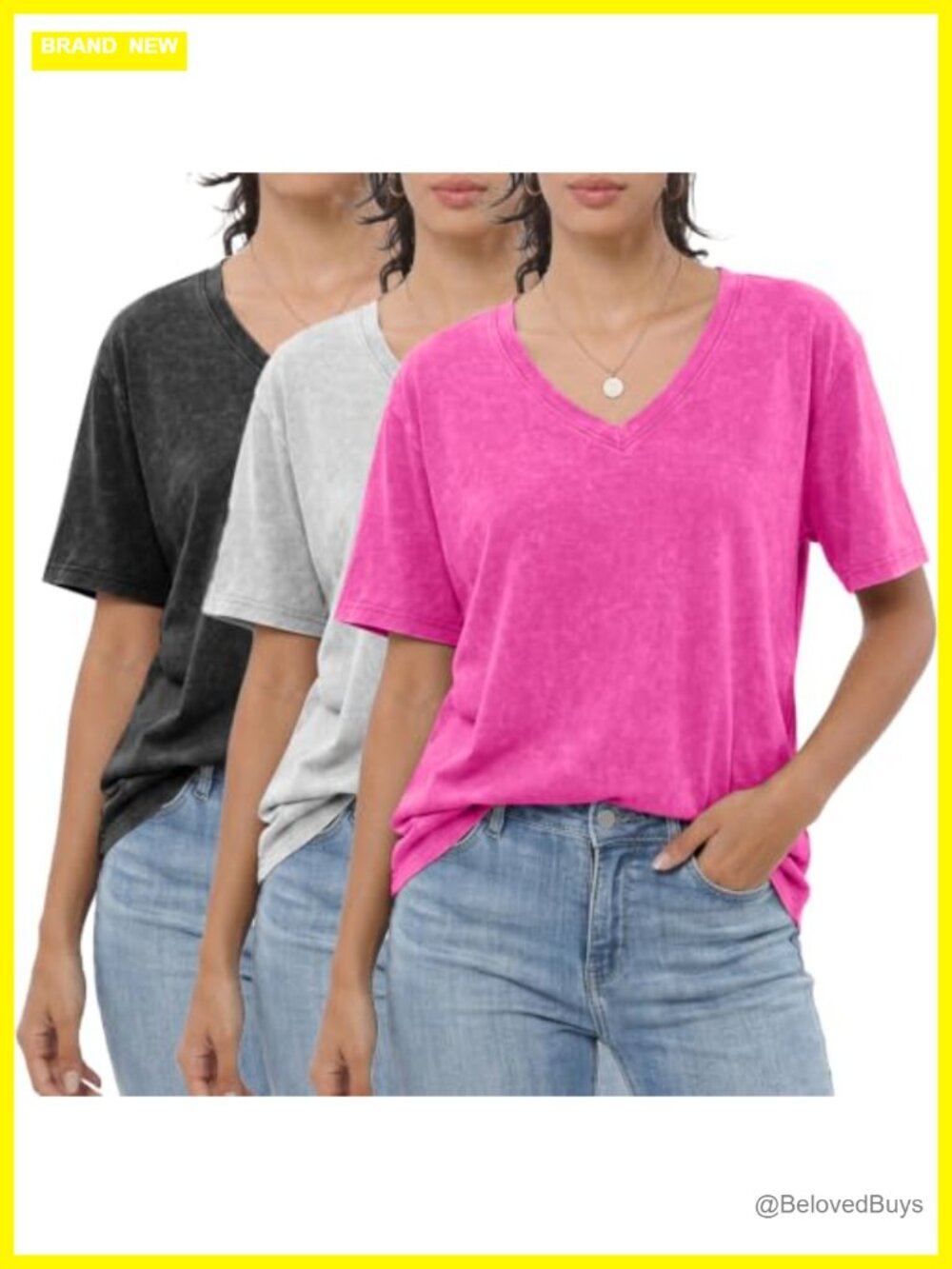 Oversized Vintage Washed Cotton V Neck Short Sleeve Casual Workout T-Shirt
